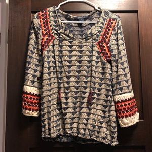 Lucky Brand Patterned & Embroidered Shirt